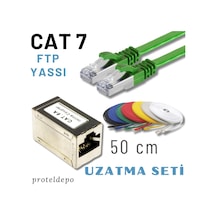 Irenıs 50 Cm, Yeşil Cat7 Kablo Yassı Ftp Ethernet Network Lan Ağ Kablo Ve Ekleyici