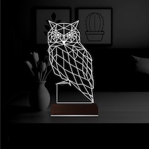 Luvivia Baykuş Polygonal 3d Lamba - Masa Gece Lambası Şeffaf