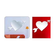 Aynalı Duvar Süsü Sticker Kalp Şekilli Açık