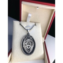 Göktürkçe Türk Yazılı Bozkurt Gümüş Işıklı Kutuda Sevgiliye Eşe Babaya Hediye Kolye