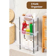 Porsima 5197 3 Katlı Raf - Çok Amaçlı 3 Katlı Evye Altı Düzenleyici Dolap Içi Tezgah Altı Organizer Şeffaf