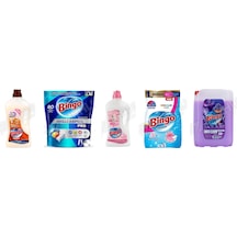 Bingo Ahşap Tem. 1 L + Tablet Pro 80'li + Yüzey Tem. Fresh 2.5 Lt +renkliler Toz 8 Kg + Soft 5'li Set Diğer