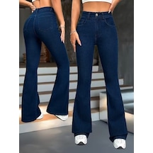 Etiler Collection Kadın Yüksek Bel Paçaya Doğru Geniş Kot Pantolon Lacivert