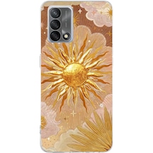 Oppo A74 Uyumlu Altın Güneş Ve Yıldız Desenli Baskılı Silikon Kılıf Renkli