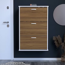 Modilayn Varbi Asma Antre 72x115x256 Cm Lik 3 Düşer Kapak 6 Göz Bölmeli Ayakkabılık Beyaz Ceviz