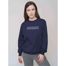 Momo Italy Baskılı Indigo Mavi Kadın Sweatshirt
