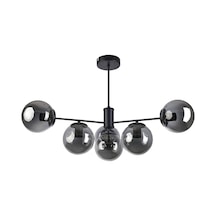 Violet Modern Tasarım Salon Mutfak Yatak Odası Siyah Renk Füme Camlı 6 Lı Avize Diğer