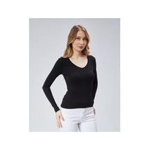 Virago Soft Cotton V Yaka Uzun Kol Bluz/body Siyah - 686786240 Siyah - 686786240 Siyah