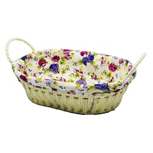 Renkli Bezli Oval Hasır Ekmek Sepeti Royaleks-8821 Asorti