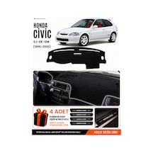 Honda Civic Ek-ej-em 1995-2000 Uyumlu Torpido Örtüsü, Torpido Kılıfı - Siyah-gri - Ho007