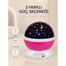 Pembe Yıldızlı Gece Lambası Döner Gökyüzü Projeksiyon Işığı Antrasit Melanj