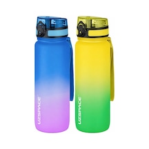 Uzspace 2'li Tritan Matara Seti 800 Ml Çift Renk Softtouch Ff Collection Tritan Su Matarası Mavipembe-sarıyeşil