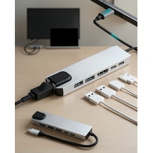 Usb Type-c Hub Çoklayıcı Dönüştürücü Çevirici Apple MacBook Uyumlu 8 Portlu 0