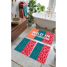 Wildleos 3'lü Banyo Paspası,kaymaz Tabanlı,yıkanabilir 60x100 50x60 50x60 Cm Çok Renkli