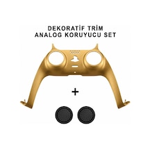 Ps5 Dekoratif Trim Analog Koruyucu Silikon Kılıf Set Playstation 5 Dualsense Renkli Ön Şerit Aksesuar Altın