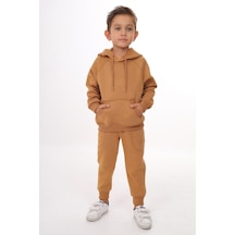 Toontoy Erkek Çocuk Nakışlı Eşofman Takım Kahverengi