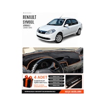 Renault Symbol Airbagli 2008-2011 Uyumlu Torpido Örtüsü, Torpido Kılıfı - Siyah-kahverengi - Re030