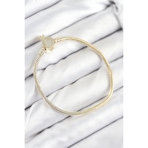 Pirinç Charm Zirkon Taşlı Taç Model Gold Renk Kadın Bileklik Çok Renkli