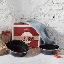 Karaca  Retro Emaye 2li Antrasit Sahan Set