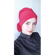 Kadın Tesettür Bone Fiyonklu Kırmızı Kırmızı