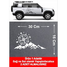 Dağ Ve Pusula Sticker - 4x4, Offroad, Kamp Sticker - Araba Oto Motosiklet Karavan Cam Sticker - 02171 30 Cm