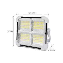Lexroo 200w Solar Led Projektör, 3 Renk Işık Modlu Şarjlı Kamp Lambası Standart