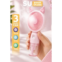 Buhar Üflemeli 3 Modlu Şarjlı El Fanı Seyahat Masaüstü Vantilatör Taşınabilir Mini Fan Pembe F830