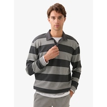 Erkek Polo Yaka Sweatshirt 40834 - Gri Gri