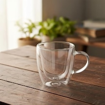 2'li Çift Cidarlı Borosilikat Cam Fincan Seti - 100 Ml Espresso Ve Türk Kahvesi Bardağı - Isıya Dayanıklı El Yakmayan Modern Tasarım 2 Adet Aeropress