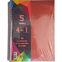 4+1 Ayraçlı Defter 5 Konulu 125 Yaprak 1 Adet 4 Kareli 1 Çizgili Spralli Plastik Kapak Seperatörlü Turuncu