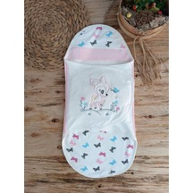 Yenidoğan İlk Baharın Ceylanı Nakışlı Çıt Çıt Kapama Bebek Kundak Ekru ekru