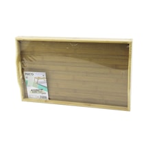 Dikdörtgen 30x50cm Aç Kapa Ayaklı 20cm Ahşap Bambu Sunum Tepsi Bx40 Renkli