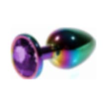 Zaga Oyun Metal Mor Taşlı Rainbow Anal Plug Küçük Boy