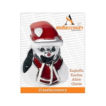 Kaşkollu Kardan Adam Charm Gümüş Kaplama