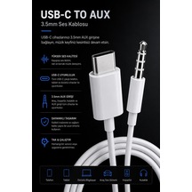 Metaforce Type C Aux Çevirici 1 Metre Dijital Ses Adaptörü 3.5mm Jack Alüminyum Gövde Type C To Aux Kablo