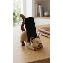 Kedi Figürlü Telefon Tutucu Stand - 3d Baskı Ofis Masaüstü Aksesuarı Ve Biblo
