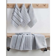 Biçomi-naturel 6 Lı Ultra Emici & Yumuşak Dokulu %100 Pamuk Mutfak Ve El Havlusu Seti 30x50 Cm - Aç Açık Gri