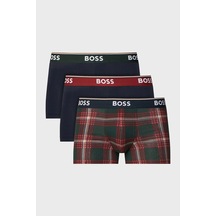 Boss Logolu Pamuklu 3 Pack Boxer Erkek Boxer 50554443 645 Lacivert-yeşil-lacivert