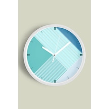 Soyut - Bohem - Geometrik Temalı Modern Duvar Saati - 42cm - Önü Camlı Beyaz Kasa - Sessiz Mekanizma-jh0548 Beyaz