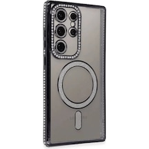 Newface Samsung Galaxy S24 Ultra Kılıf Joke Simli Magneticsafe Kılıf - Siyah