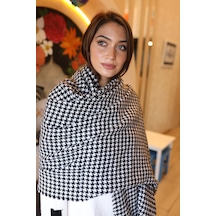Kazayağı Desenli Atkı Omuz Şalı 70x180 CM 1220 Siyah