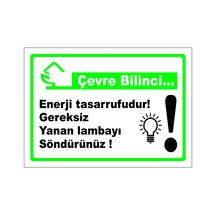 Enerji Tasarrufudur Gereksiz Yanan Lambayı Söndürün - Isg Levhası Levha 35x50 Cm Dekota 3 Mm