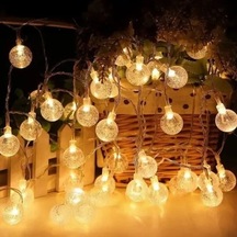 Hubrendy Emin 5m 28 Led Kristal Top Gün Işığı Şeffaf Kablo Fişli Eklemeli