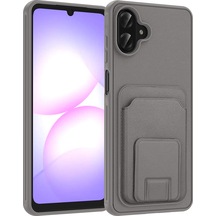 Samsung Uyumlu Galaxy A07 Kılıf Kartlıklı Tpu Zore Bikart Kapak - Gri Gri