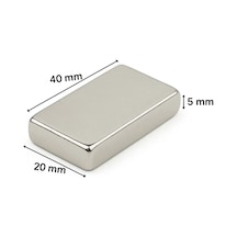 Ers 40 20 5 Mm N35 Neodyum Mıknatıs Nikel Kaplama, Köşeli 10 Lu Paket Çok Renkli