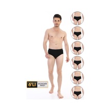 Çift Kaplan Erkek Elastanlı Siyah Slip 887 6'lı Ekonomik Paket Siyah