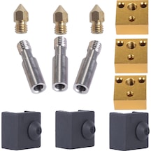 Yuntech01 Mk8 Füzyon Başlığı Değişim Seti - 3 Adet Paslanmaz Çelik Damla, Isıtıcı Blok, Gövde Ve Silikon Kapak - Cr10/ender3 Serisi 3d Yazıcı Uyumlu Çok Renkli