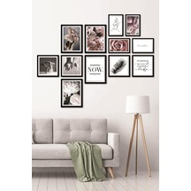 12 Parça Dekoratif Mdf Tablo Seti Çerçeve Görünümlü Dekolıadkj048