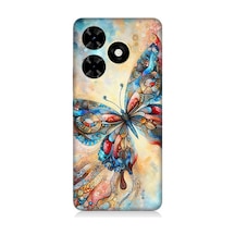 Tecno Spark 20c Uyumlu Parlayan Renkli Kelebek Desenli Silikon Kılıf Çok Renkli
