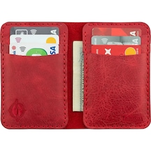 Twingold İsme Özel Dikey Mini Cüzdan - %100 Rainbow Deri - A010005 - Kırmızı Kırmızı